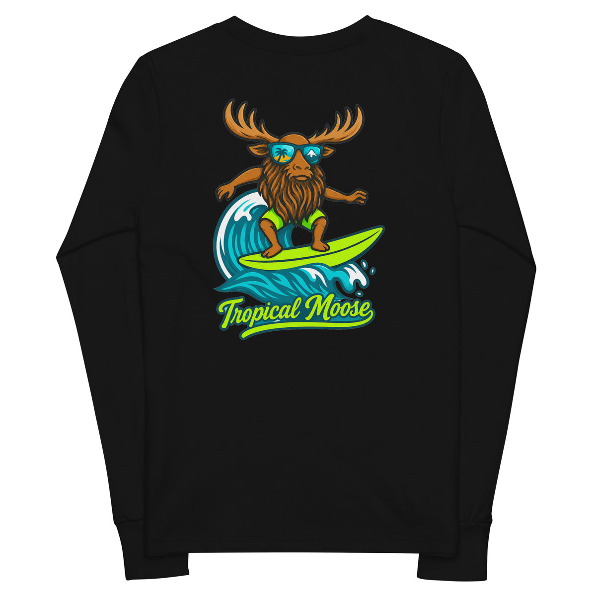 Mini Moose Kids Long Sleeve Tee in Black, back view