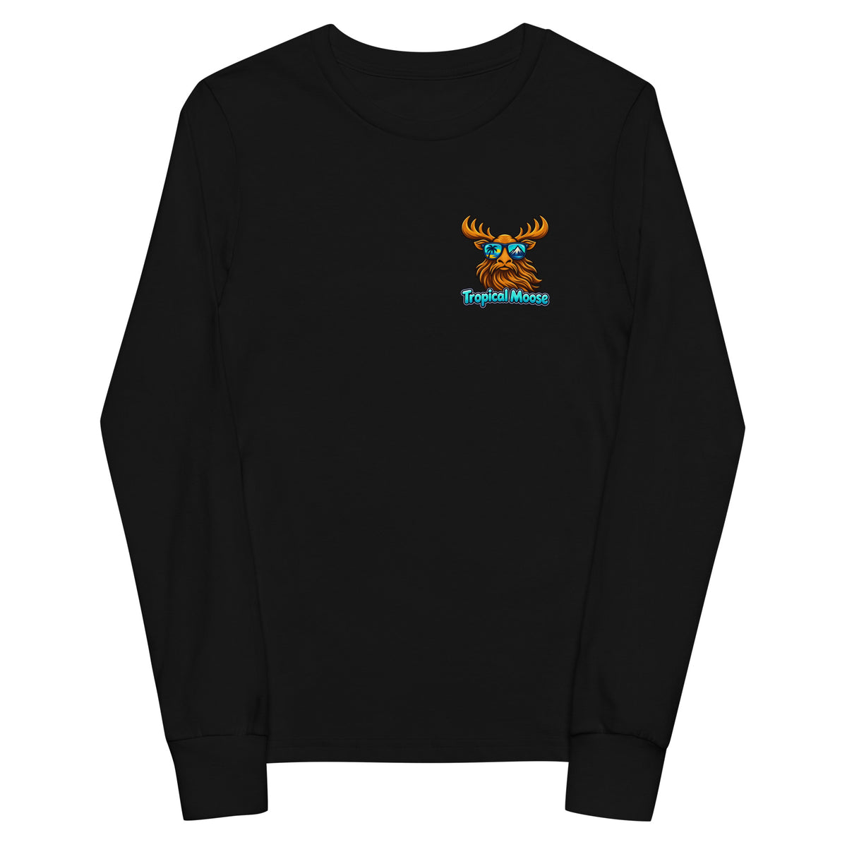 Mini Moose Kids Long Sleeve Tee in Black, front view