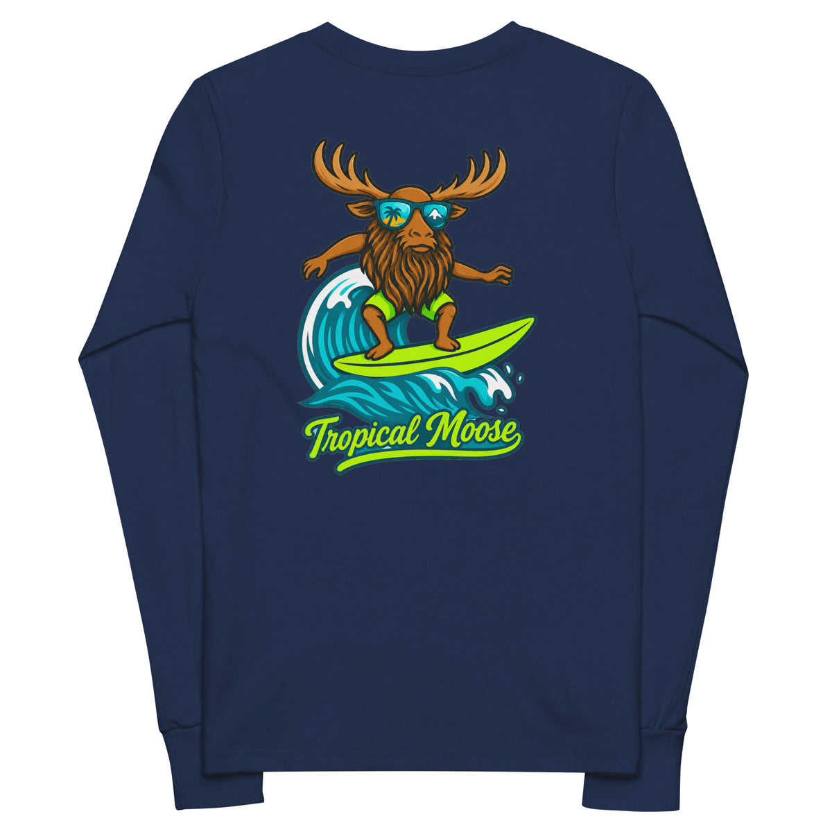 Mini Moose Kids Long Sleeve Tee in Navy, back view