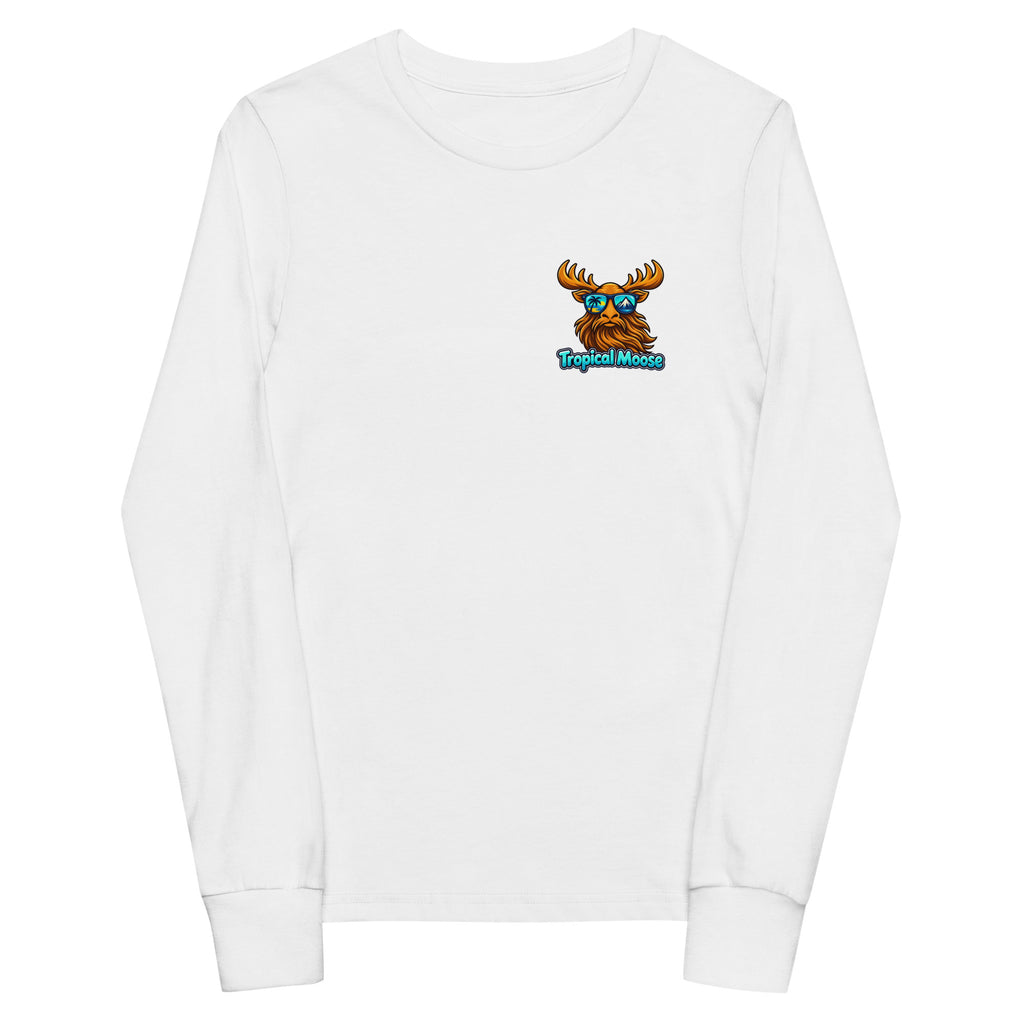 Mini Moose Kids Long Sleeve Tee in White, front view