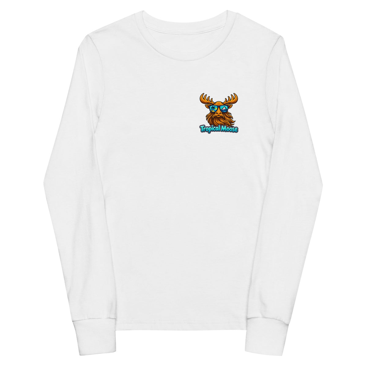 Mini Moose Kids Long Sleeve Tee in White, front view